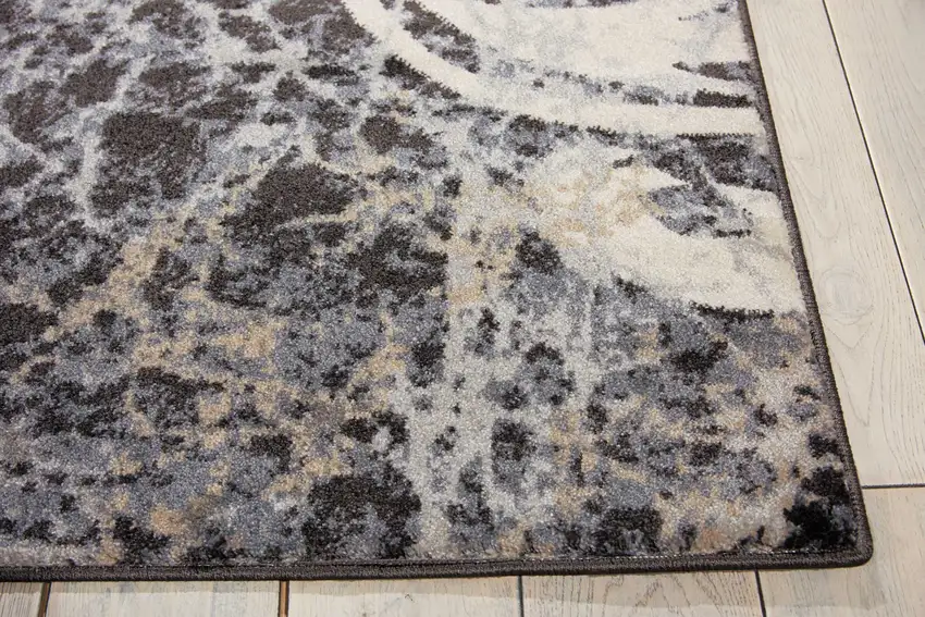 Ivory Charcoal and Gray Floral Distressed Area Rug Photo 6