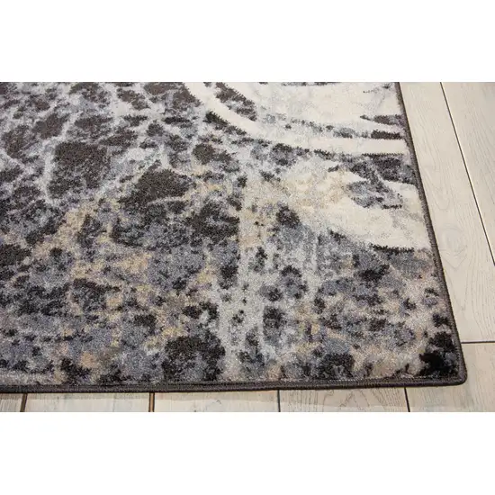 Ivory Charcoal and Gray Floral Distressed Area Rug Photo 6