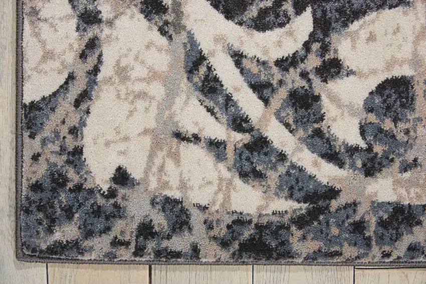 Ivory Charcoal and Gray Floral Distressed Non Skid Area Rug Photo 8