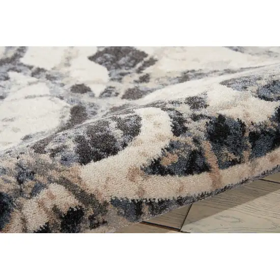 Ivory Charcoal and Gray Floral Distressed Non Skid Area Rug Photo 9