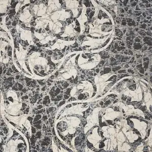 Photo of Ivory Charcoal and Gray Floral Distressed Non Skid Area Rug