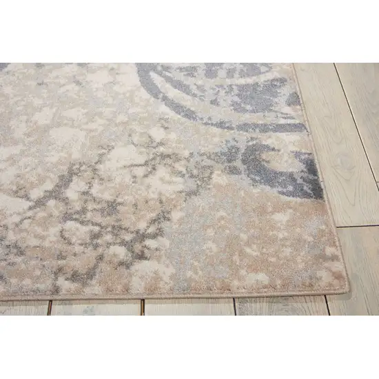 Ivory Charcoal and Gray Floral Distressed Non Skid Area Rug Photo 6