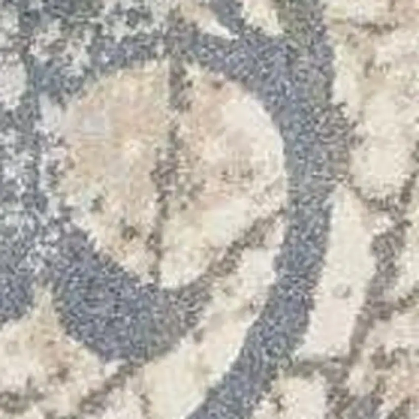 Ivory Charcoal and Gray Floral Distressed Non Skid Area Rug Photo 3