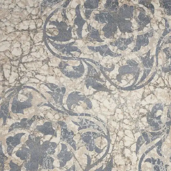 Ivory Charcoal and Gray Floral Distressed Non Skid Area Rug Photo 1