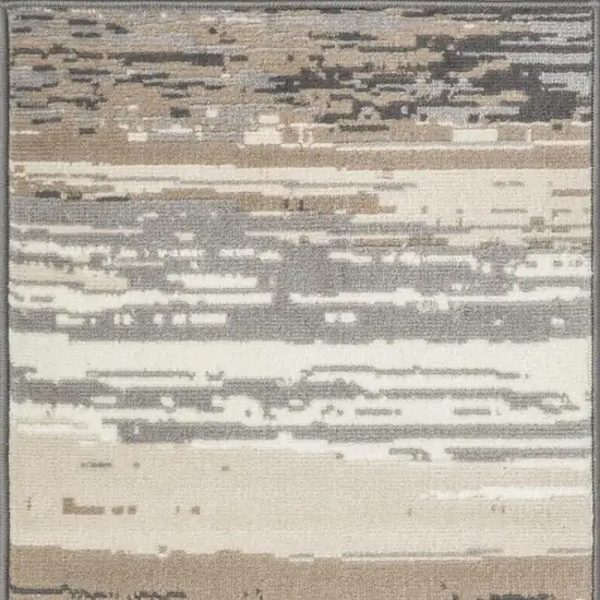 Ivory Charcoal and Taupe Abstract Distressed Non Skid Area Rug Photo 8