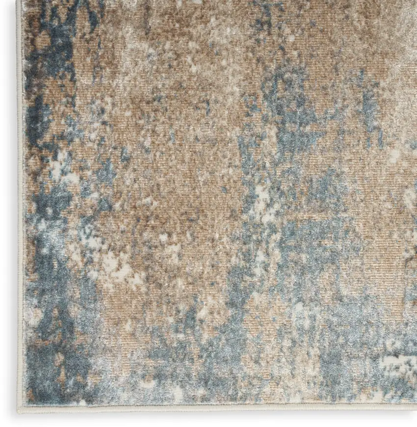 Ivory Charcoal and Taupe Abstract Distressed Non Skid Area Rug Photo 7