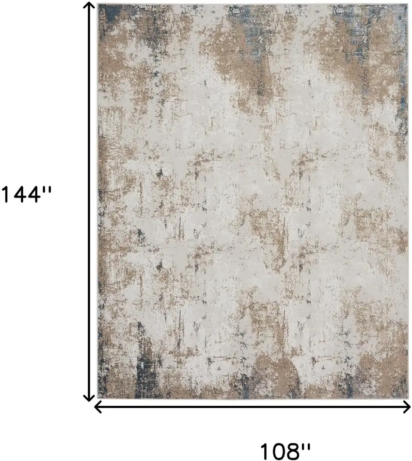 Ivory Charcoal and Taupe Abstract Distressed Non Skid Area Rug Photo 9