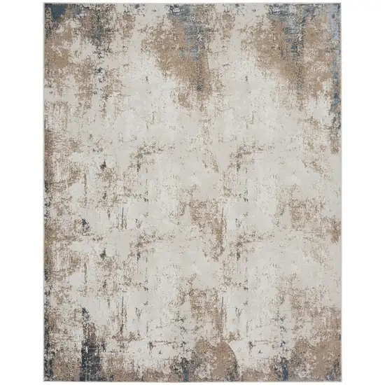 Ivory Charcoal and Taupe Abstract Distressed Non Skid Area Rug Photo 1