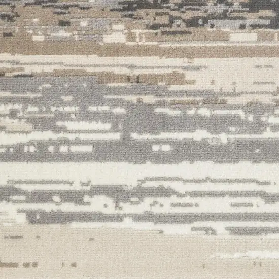 Ivory Charcoal and Taupe Abstract Distressed Non Skid Area Rug Photo 2