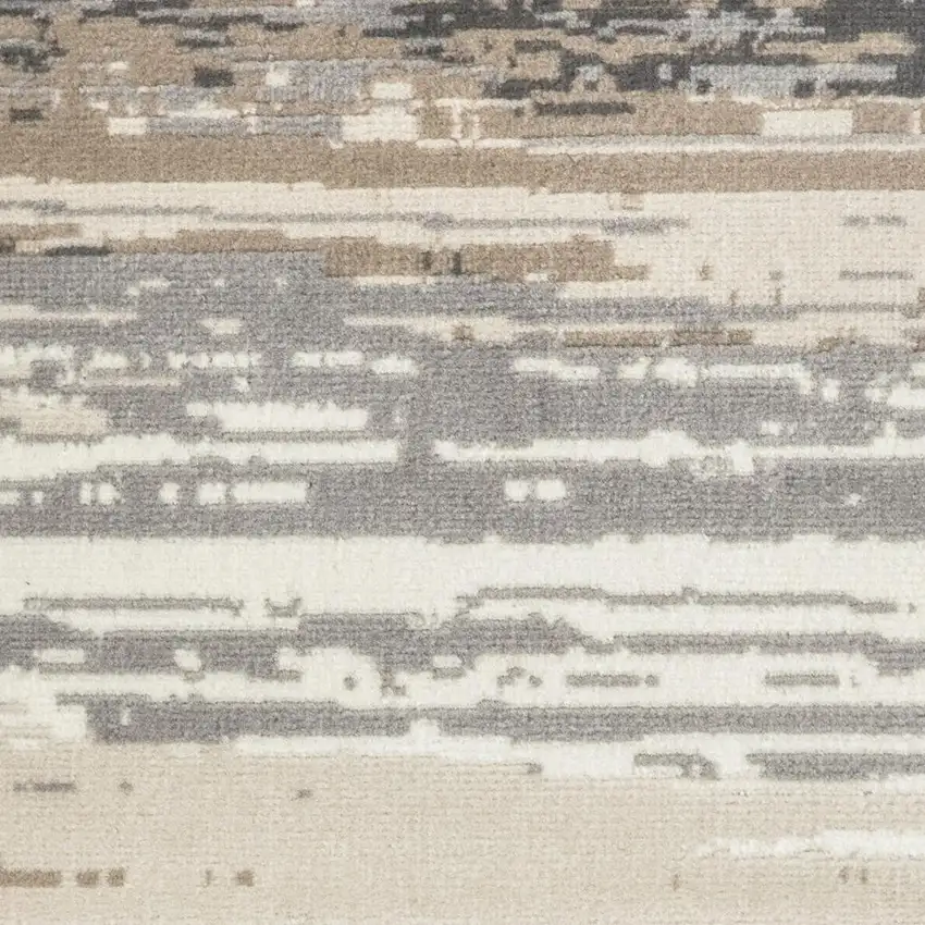 Ivory Charcoal and Taupe Abstract Distressed Non Skid Area Rug Photo 2