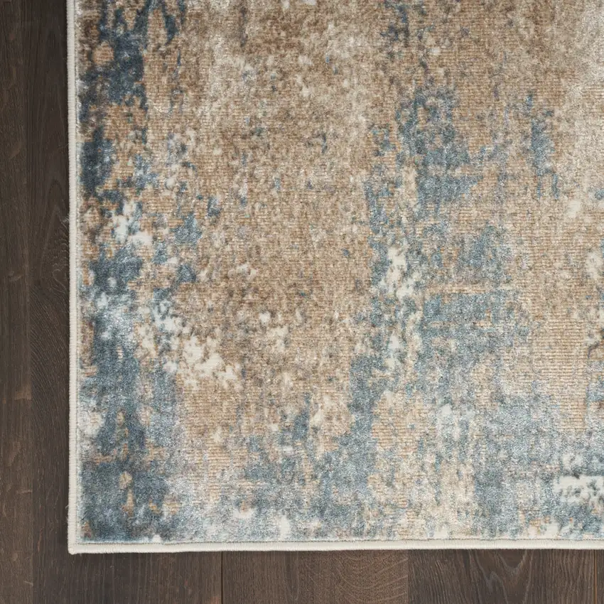 Ivory Charcoal and Taupe Abstract Distressed Non Skid Area Rug Photo 9