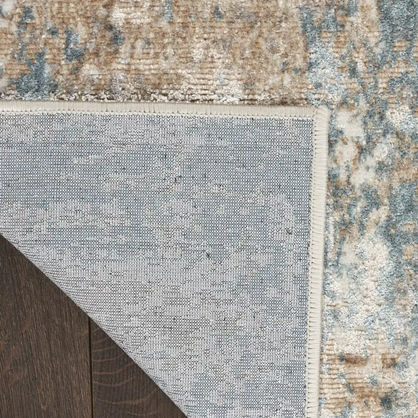 Ivory Charcoal and Taupe Abstract Distressed Non Skid Area Rug Photo 8
