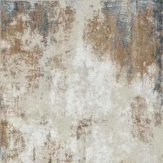 Ivory Charcoal and Taupe Abstract Distressed Non Skid Area Rug Photo 8