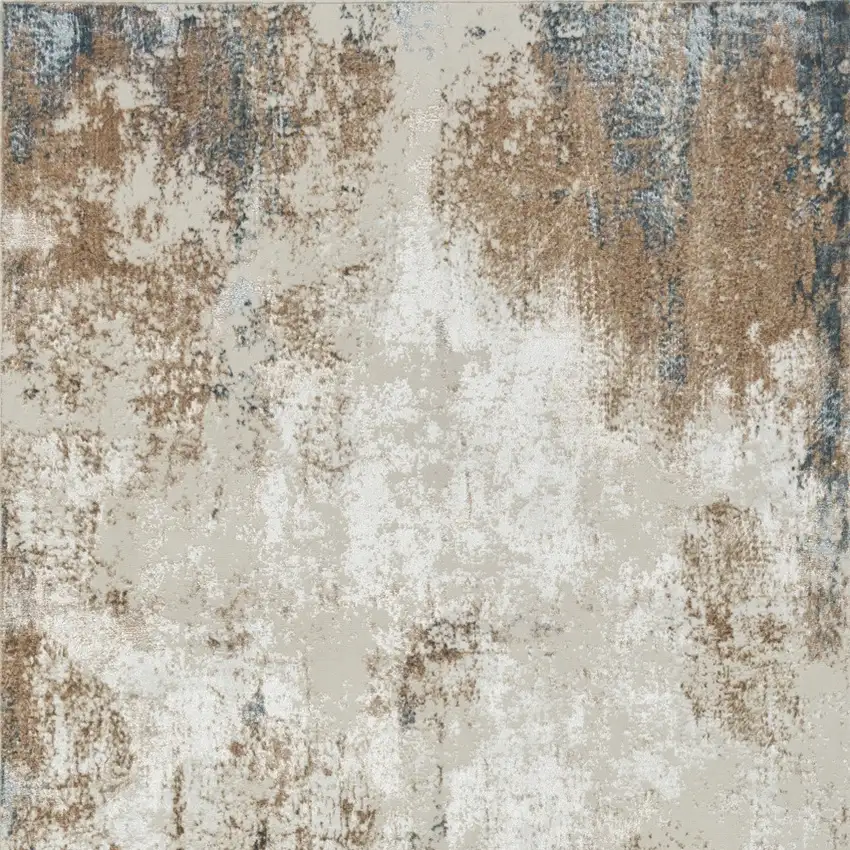 Ivory Charcoal and Taupe Abstract Distressed Non Skid Area Rug Photo 8