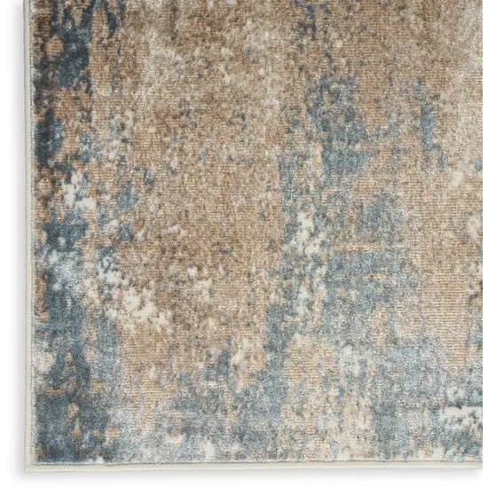 Ivory Charcoal and Taupe Abstract Distressed Non Skid Area Rug Photo 9