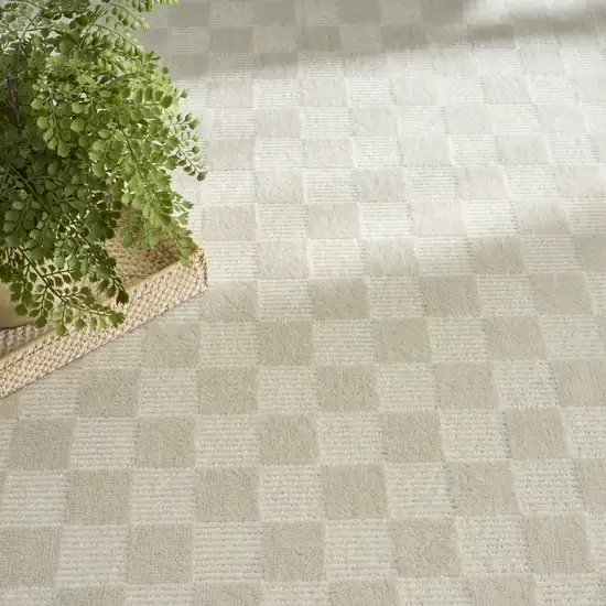 Ivory Checkered Area Rug Photo 4