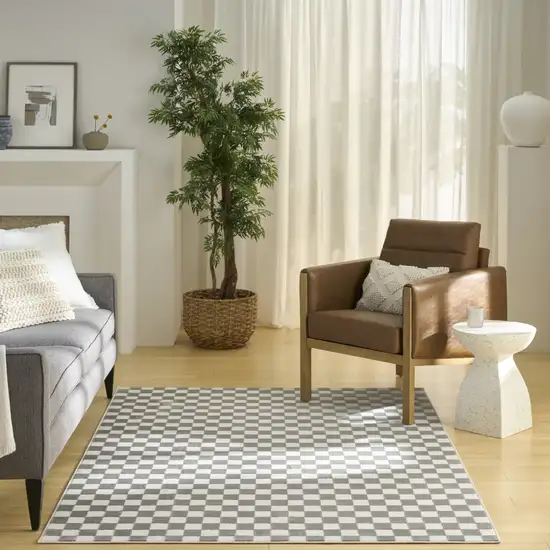 Ivory Checkered Area Rug Photo 5
