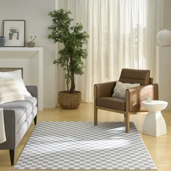 Ivory Checkered Area Rug Photo 3