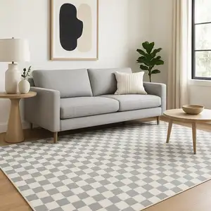 Photo of Ivory Checkered Area Rug