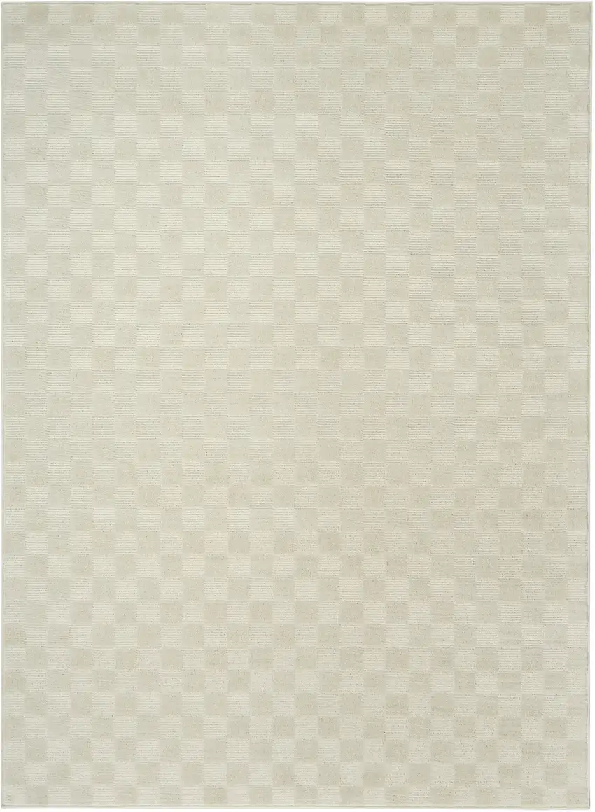 Ivory Checkered Area Rug Photo 2