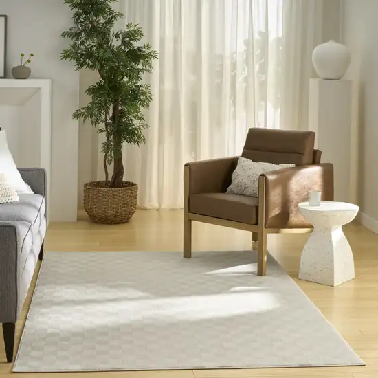 Ivory Checkered Area Rug Photo 4