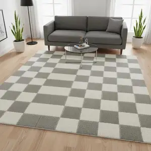 Photo of Ivory Checkered Area Rug