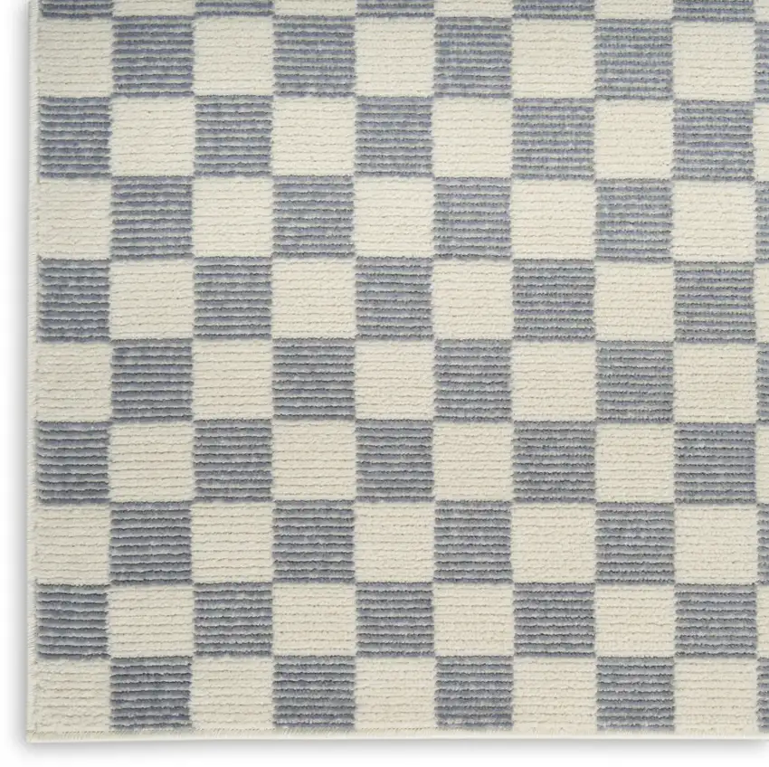 Ivory Checkered Area Rug Photo 2
