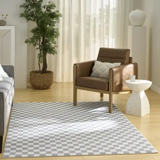 Ivory Checkered Area Rug Photo 4