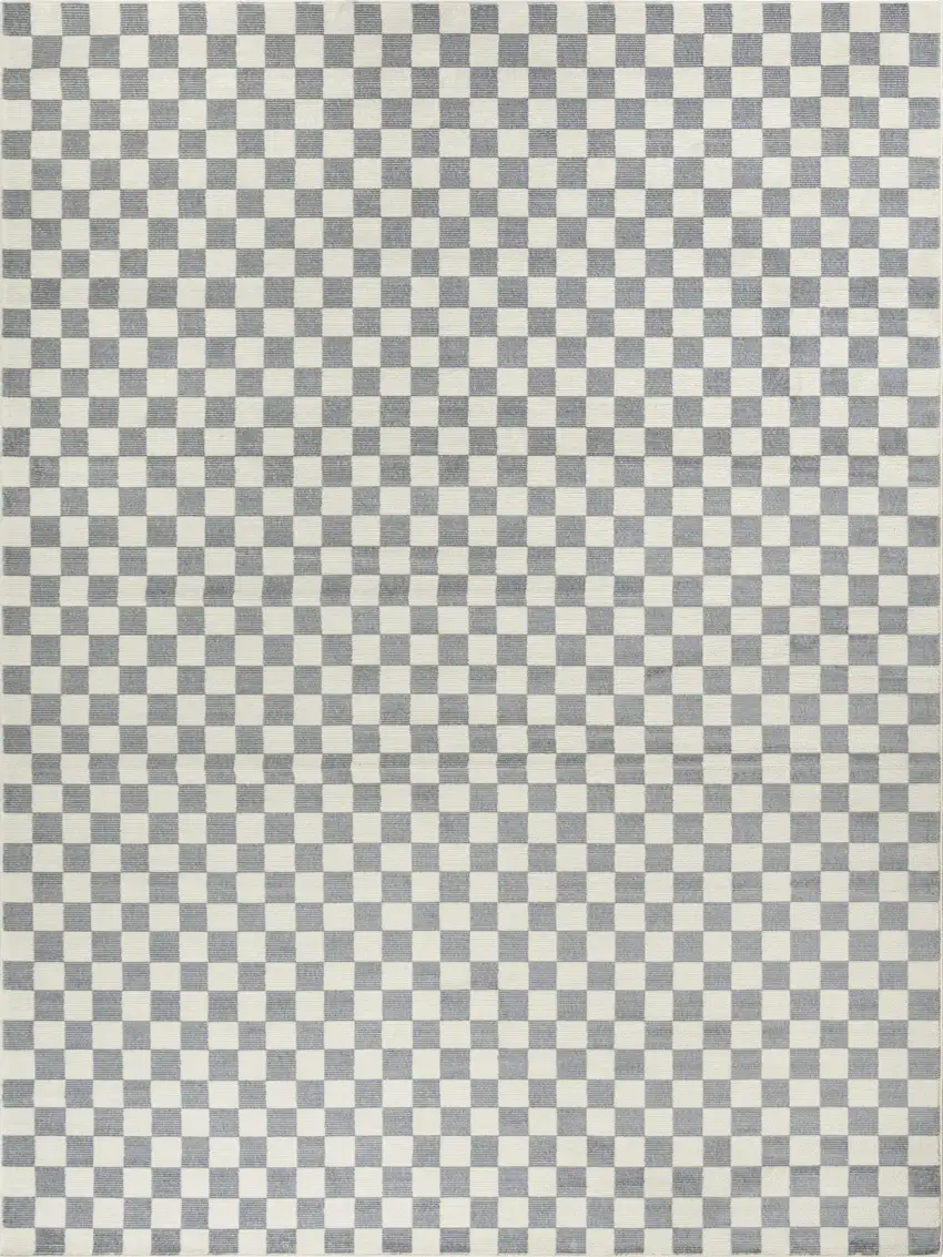 Ivory Checkered Area Rug Photo 7