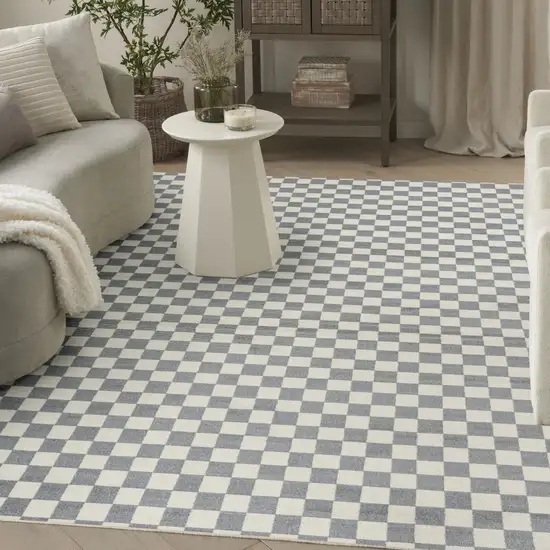 Ivory Checkered Area Rug Photo 5