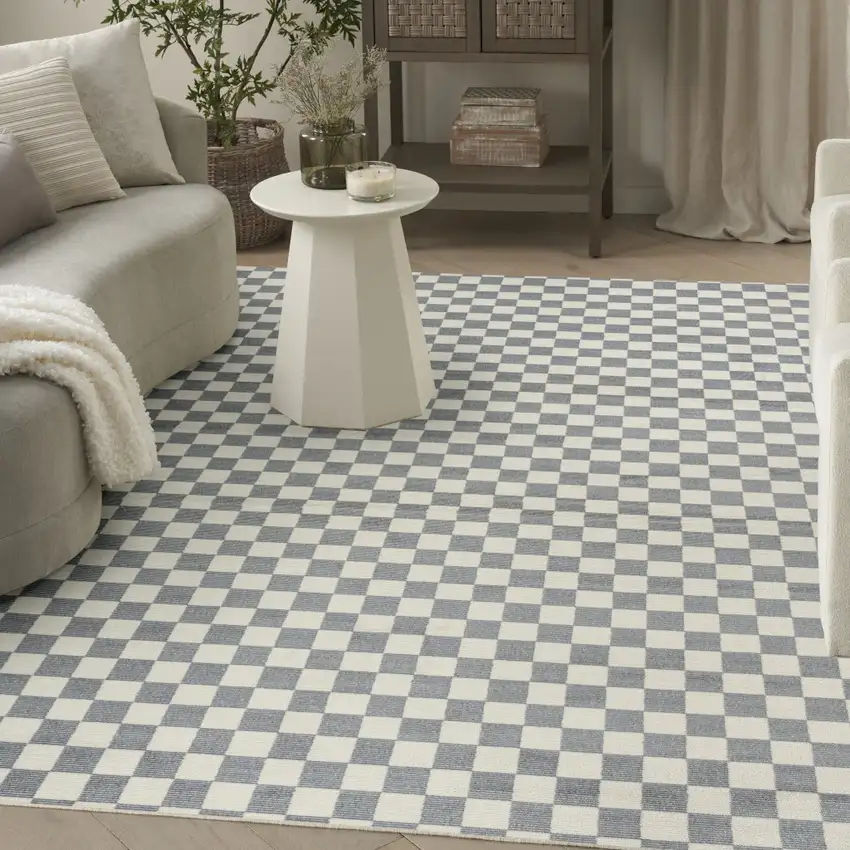 Ivory Checkered Area Rug Photo 5