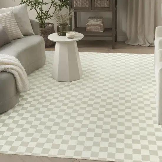 Ivory Checkered Area Rug Photo 5