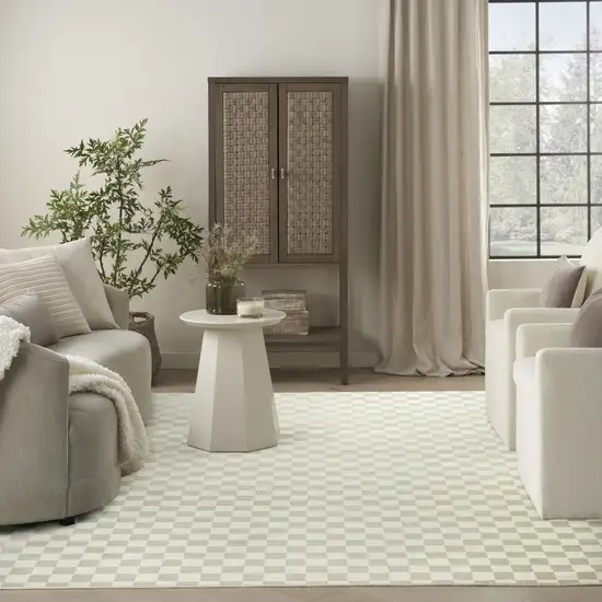 Ivory Checkered Area Rug Photo 7