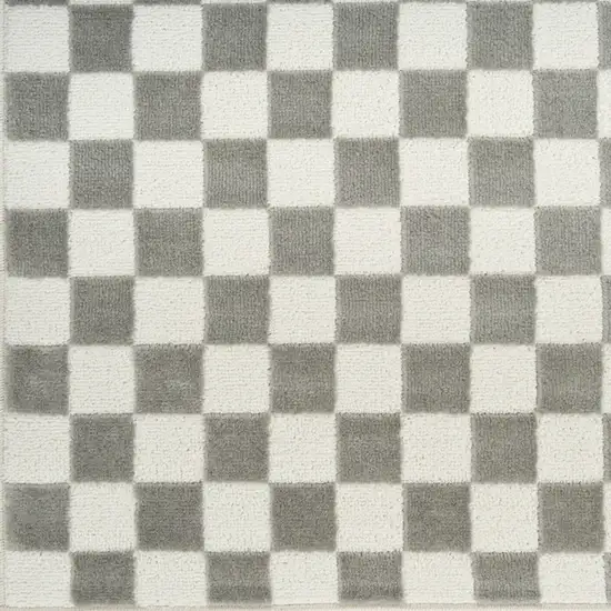 Ivory Checkered Area Rug Photo 9
