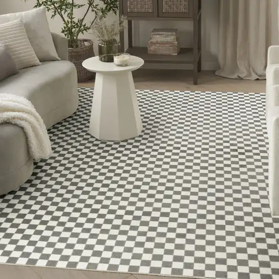 Ivory Checkered Area Rug Photo 5