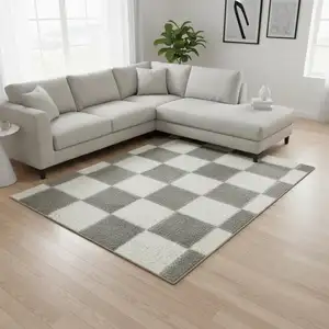 Photo of Ivory Checkered Area Rug