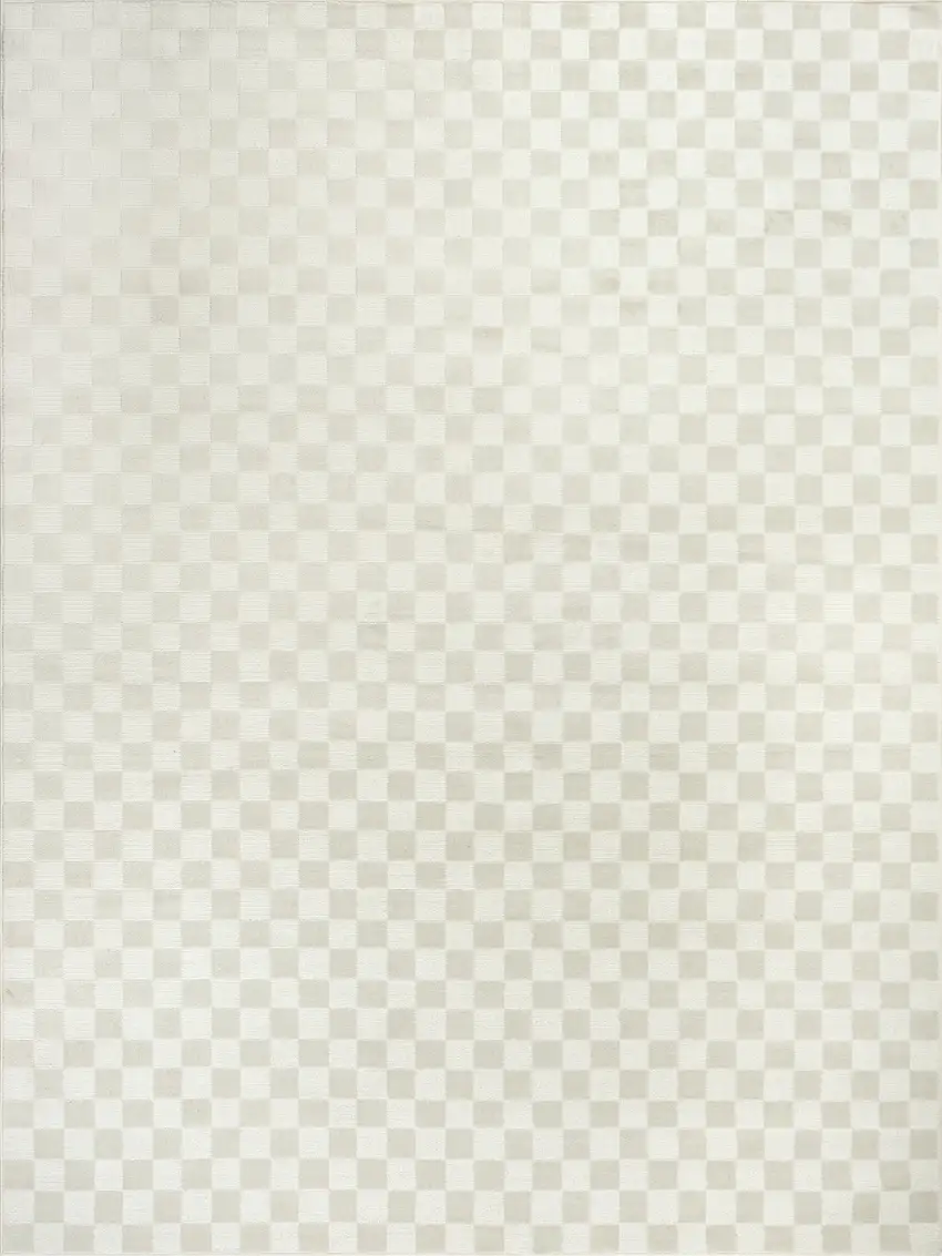 Ivory Checkered Area Rug Photo 2