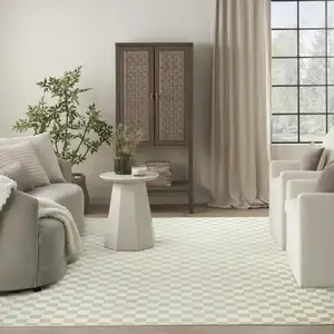 Photo of Ivory Checkered Area Rug