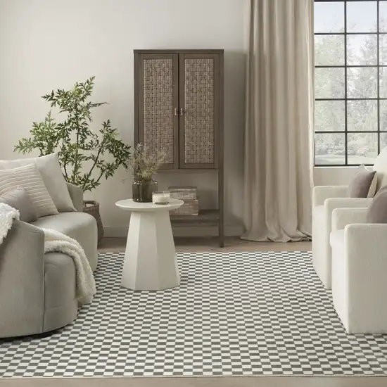 Ivory Checkered Area Rug Photo 5