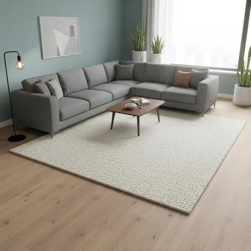Ivory Checkered Area Rug Photo 1