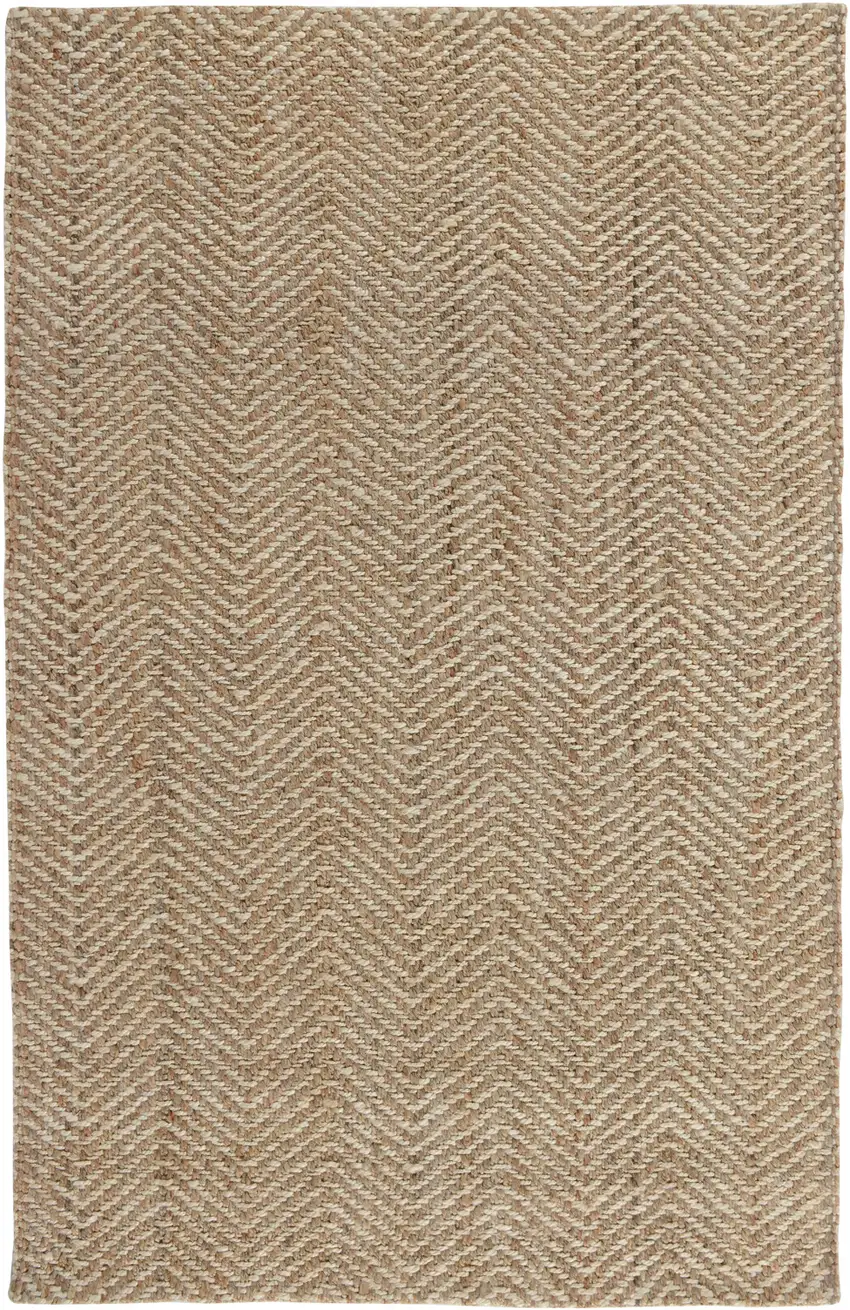 Ivory Chevron Hand Woven Area Rug Photo 1