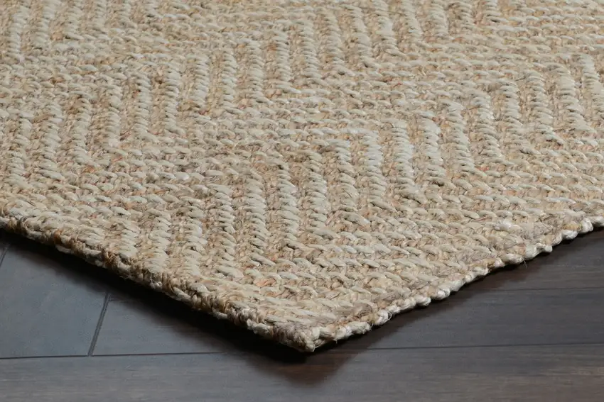 Ivory Chevron Hand Woven Area Rug Photo 3