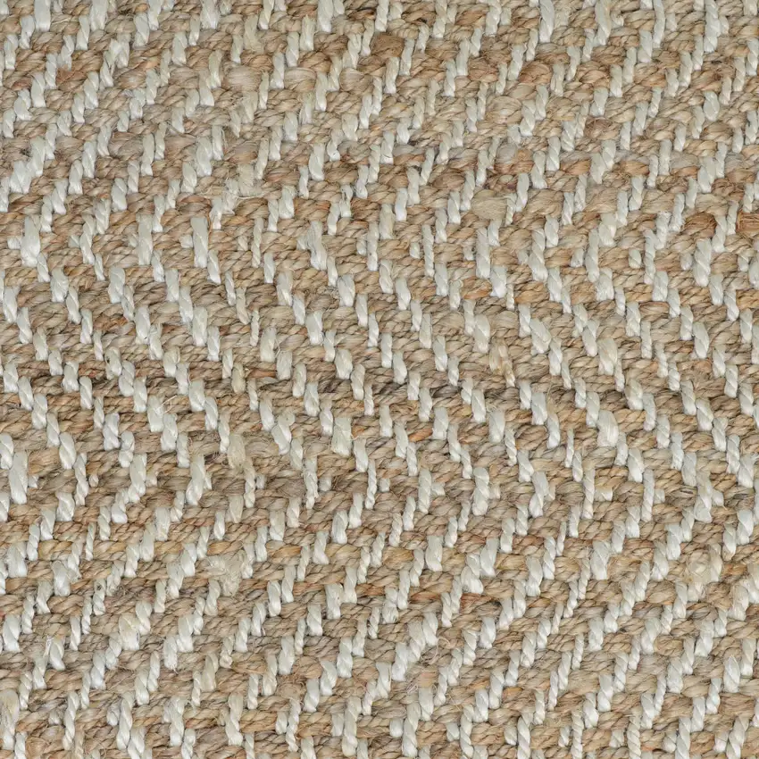 Ivory Chevron Hand Woven Area Rug Photo 6