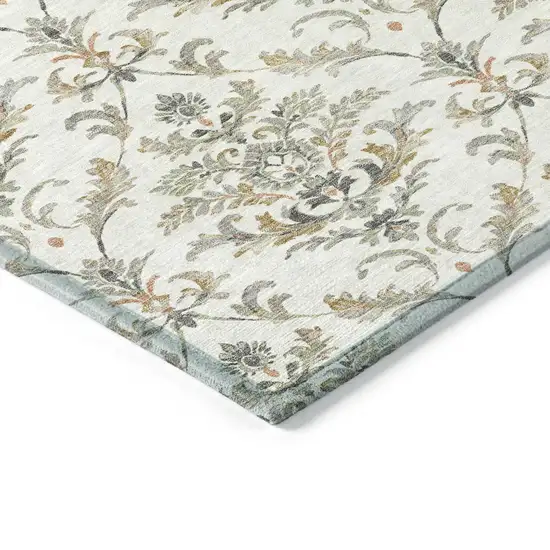 Ivory Copper And Gray Damask Washable Indoor Outdoor Area Rug Photo 7