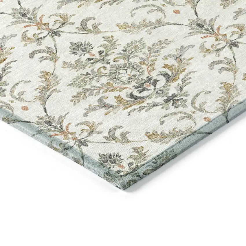 Ivory Copper And Gray Damask Washable Indoor Outdoor Area Rug Photo 7