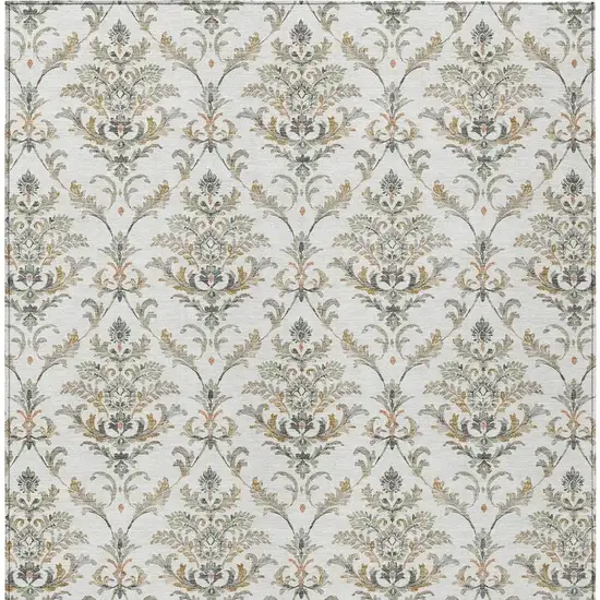 Ivory Copper And Gray Damask Washable Indoor Outdoor Area Rug Photo 4