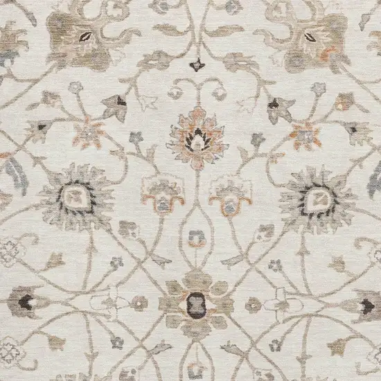 Ivory Copper And Gray Floral Washable Area Rug With UV Protection Photo 3