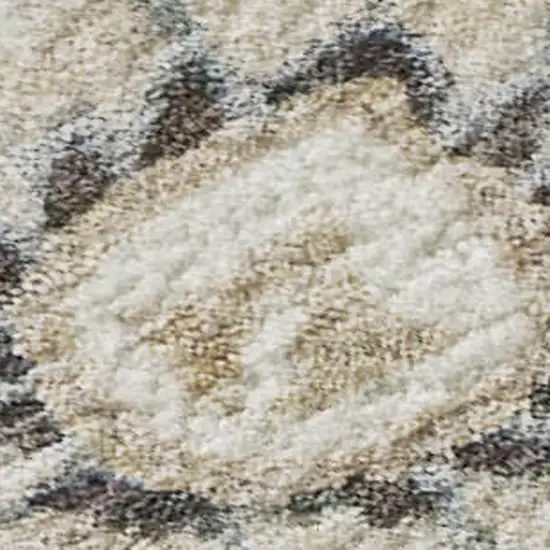 Ivory Copper And Gray Floral Washable Area Rug With UV Protection Photo 2