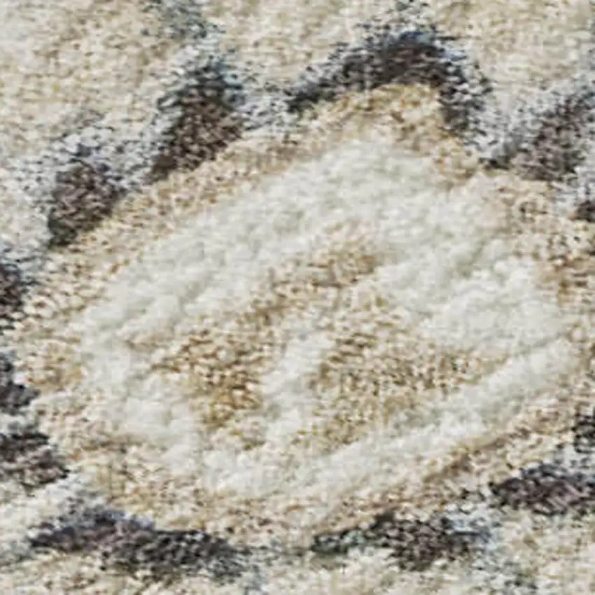Ivory Copper And Gray Floral Washable Area Rug With UV Protection Photo 2