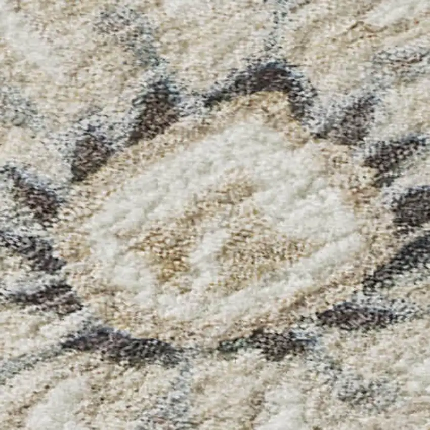 Ivory Copper And Gray Floral Washable Area Rug With UV Protection Photo 3